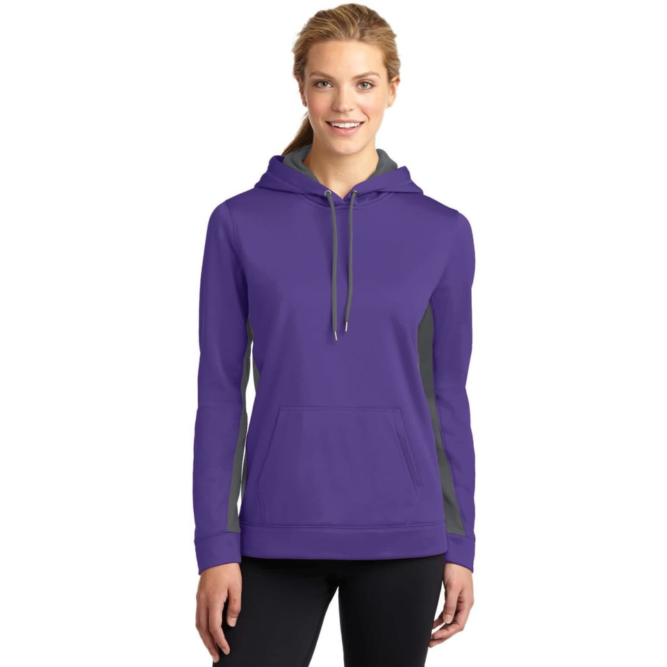Sport-Tek Ladies Sport-Wick Fleece Colorblock Hooded Pullover