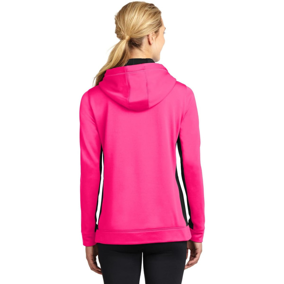 Sport-Tek Ladies Sport-Wick Fleece Colorblock Hooded Pullover