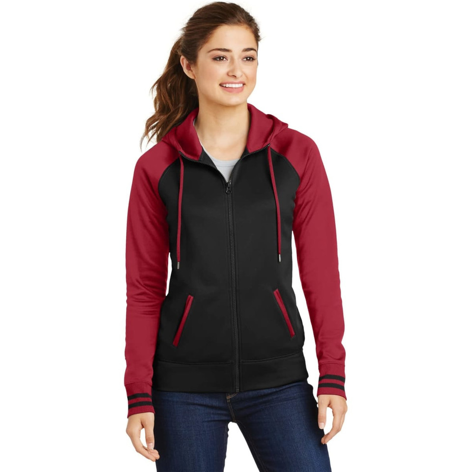 Sport-Tek Ladies Sport-Wick Varsity Fleece Full-Zip Hooded Jacket