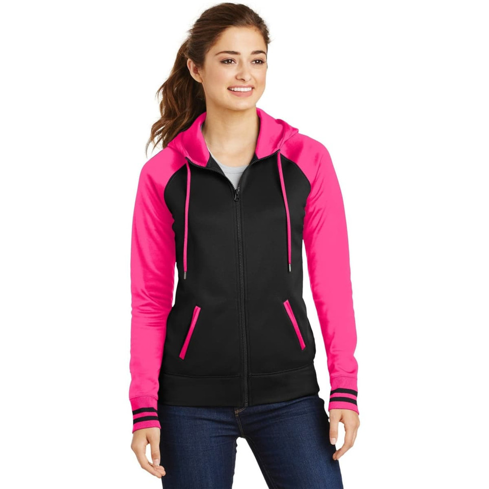 Sport-Tek Ladies Sport-Wick Varsity Fleece Full-Zip Hooded Jacket