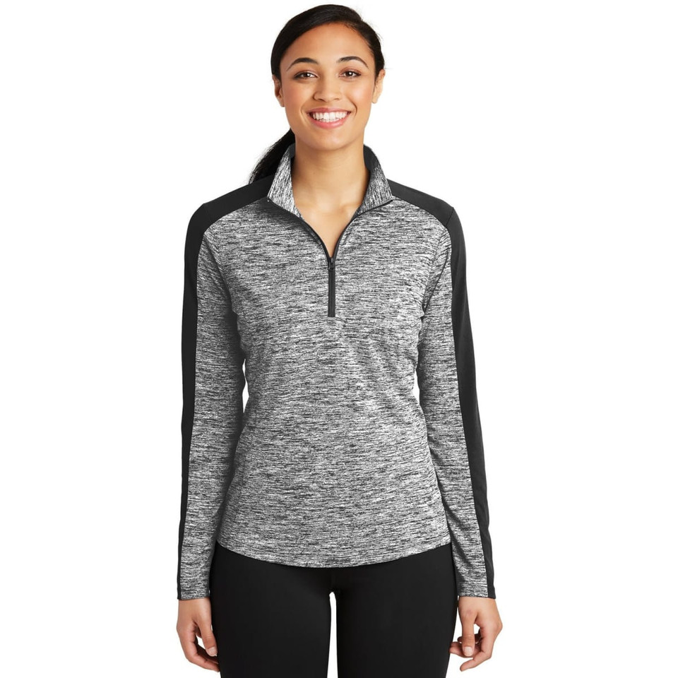 Sport-Tek Ladies PosiCharge Electric Heather Colorblock 1/4-Zip Pullover