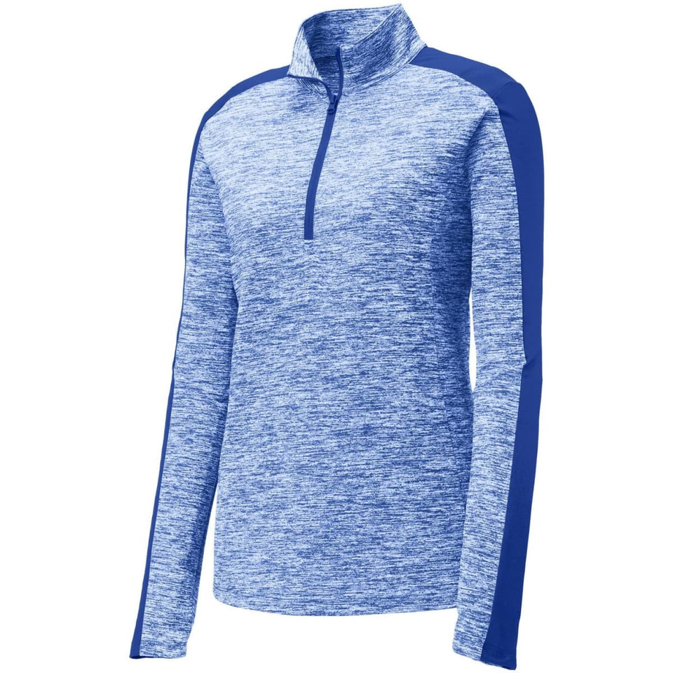 Sport-Tek Ladies PosiCharge Electric Heather Colorblock 1/4-Zip Pullover