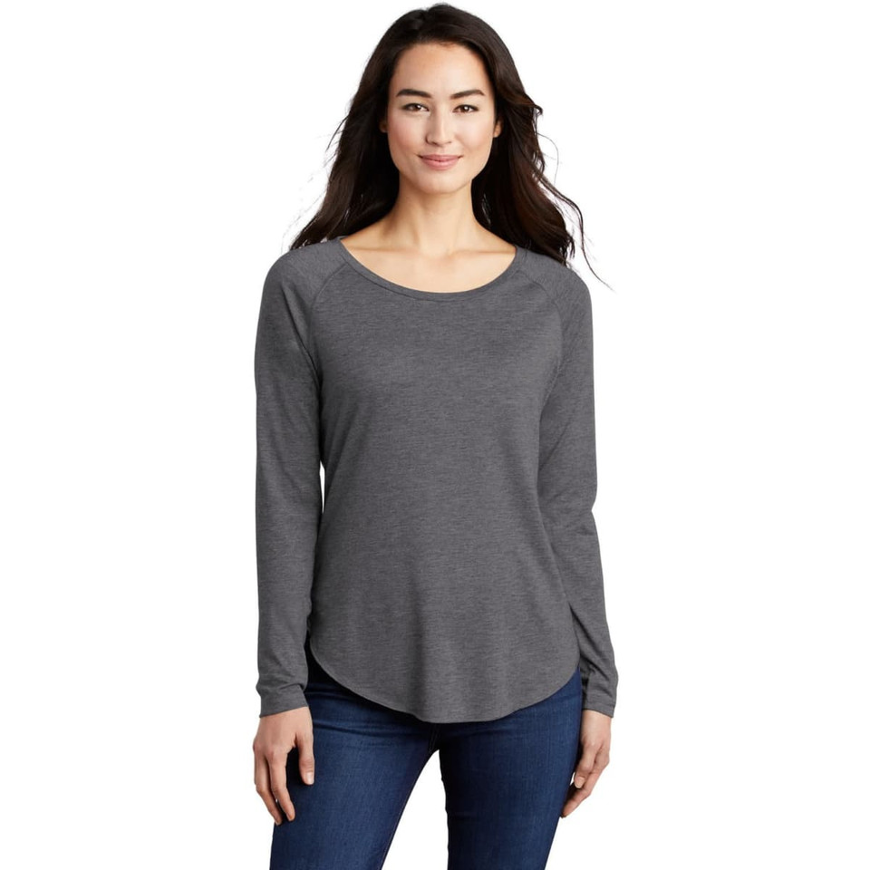Sport-Tek  Ladies PosiCharge  Long Sleeve Tri-Blend Wicking Scoop Neck Raglan Tee