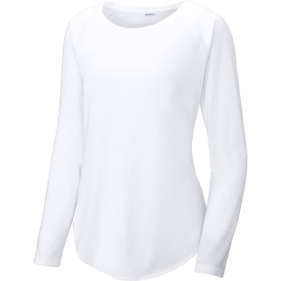 Sport-Tek  Ladies PosiCharge  Long Sleeve Tri-Blend Wicking Scoop Neck Raglan Tee