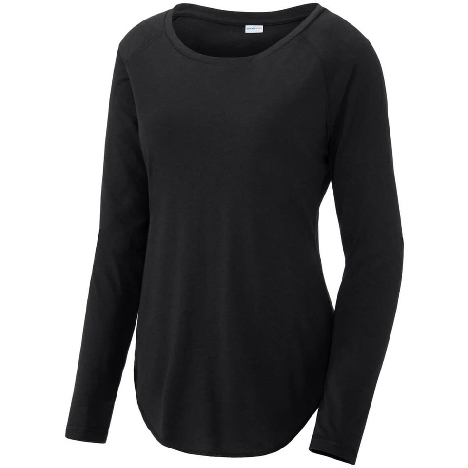 Sport-Tek  Ladies PosiCharge  Long Sleeve Tri-Blend Wicking Scoop Neck Raglan Tee