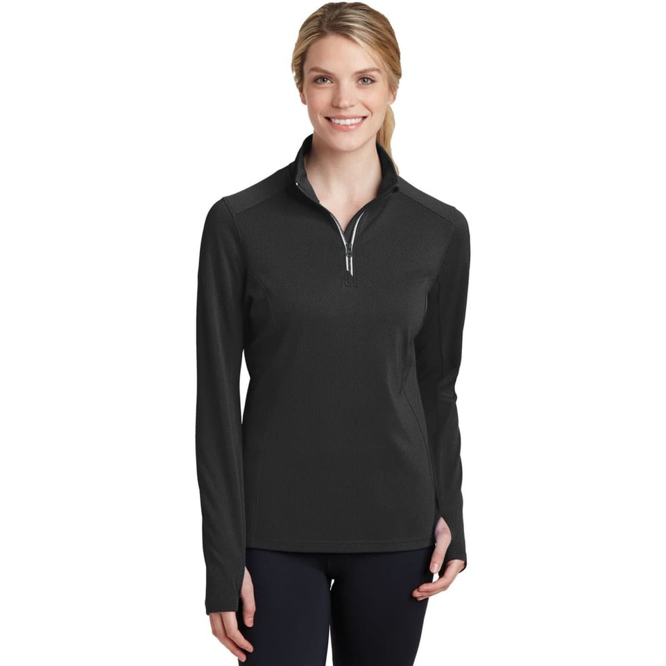 Sport-Tek Ladies Sport-Wick Textured 1/4-Zip Pullover