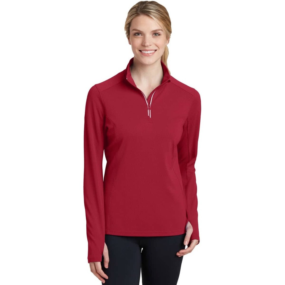 Sport-Tek Ladies Sport-Wick Textured 1/4-Zip Pullover