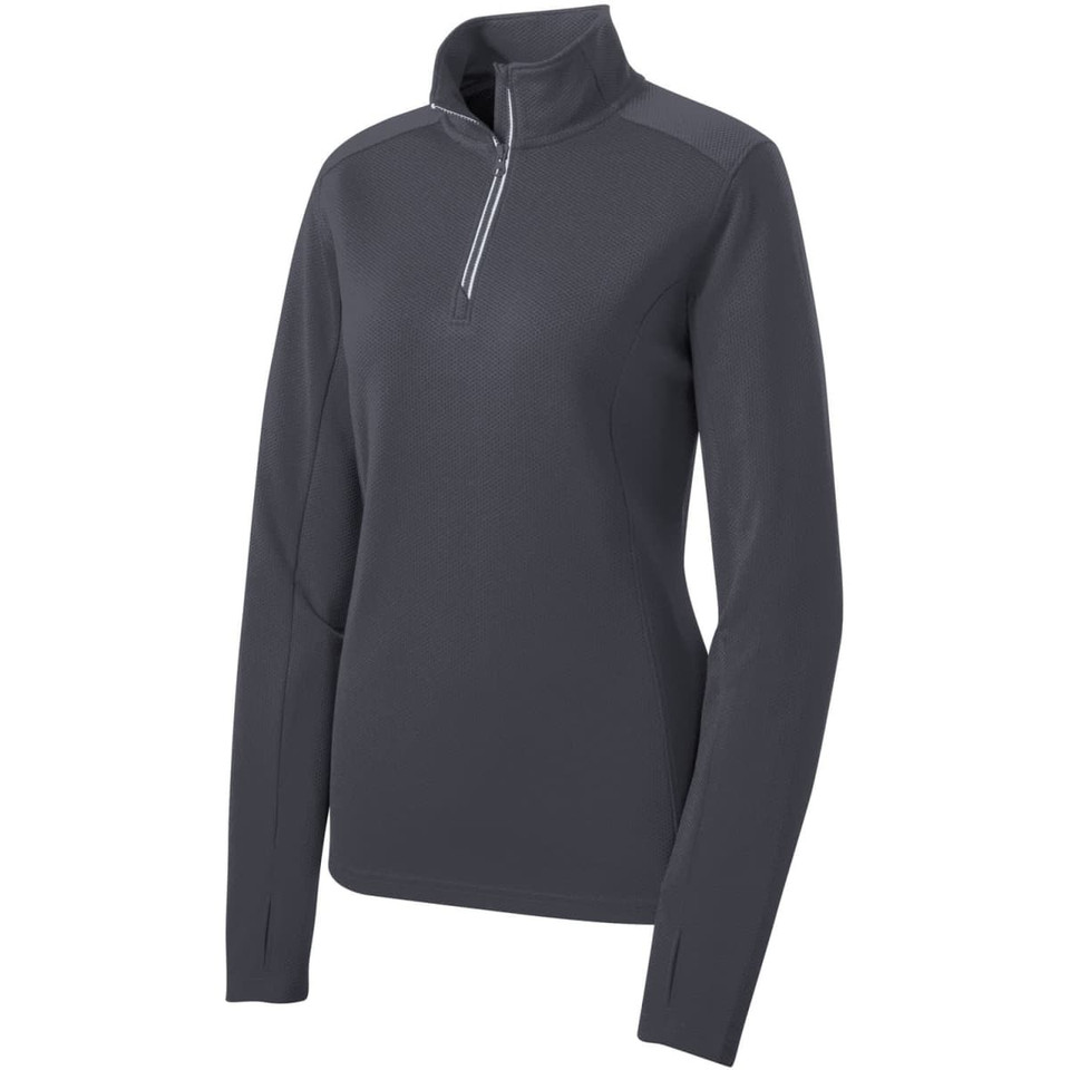 Sport-Tek Ladies Sport-Wick Textured 1/4-Zip Pullover