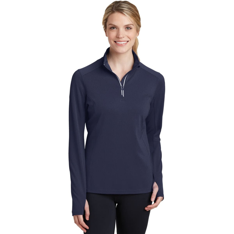 Sport-Tek Ladies Sport-Wick Textured 1/4-Zip Pullover