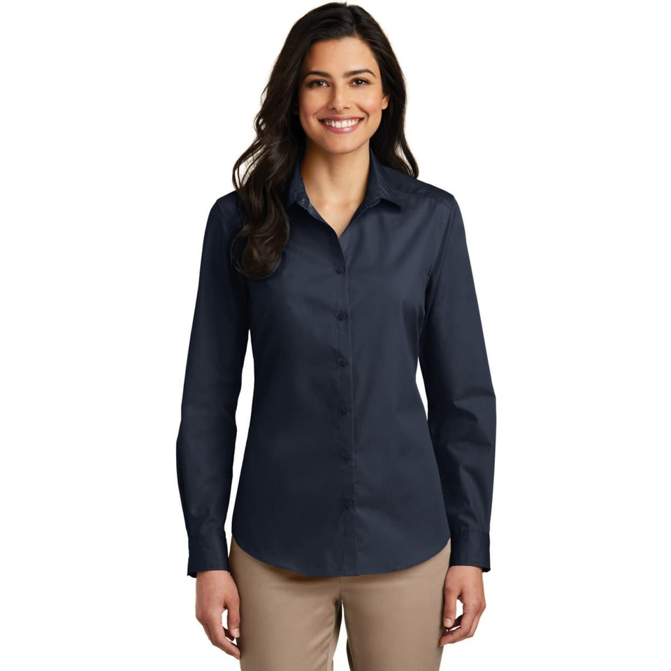 Port Authority Ladies Long Sleeve Carefree Poplin Shirt