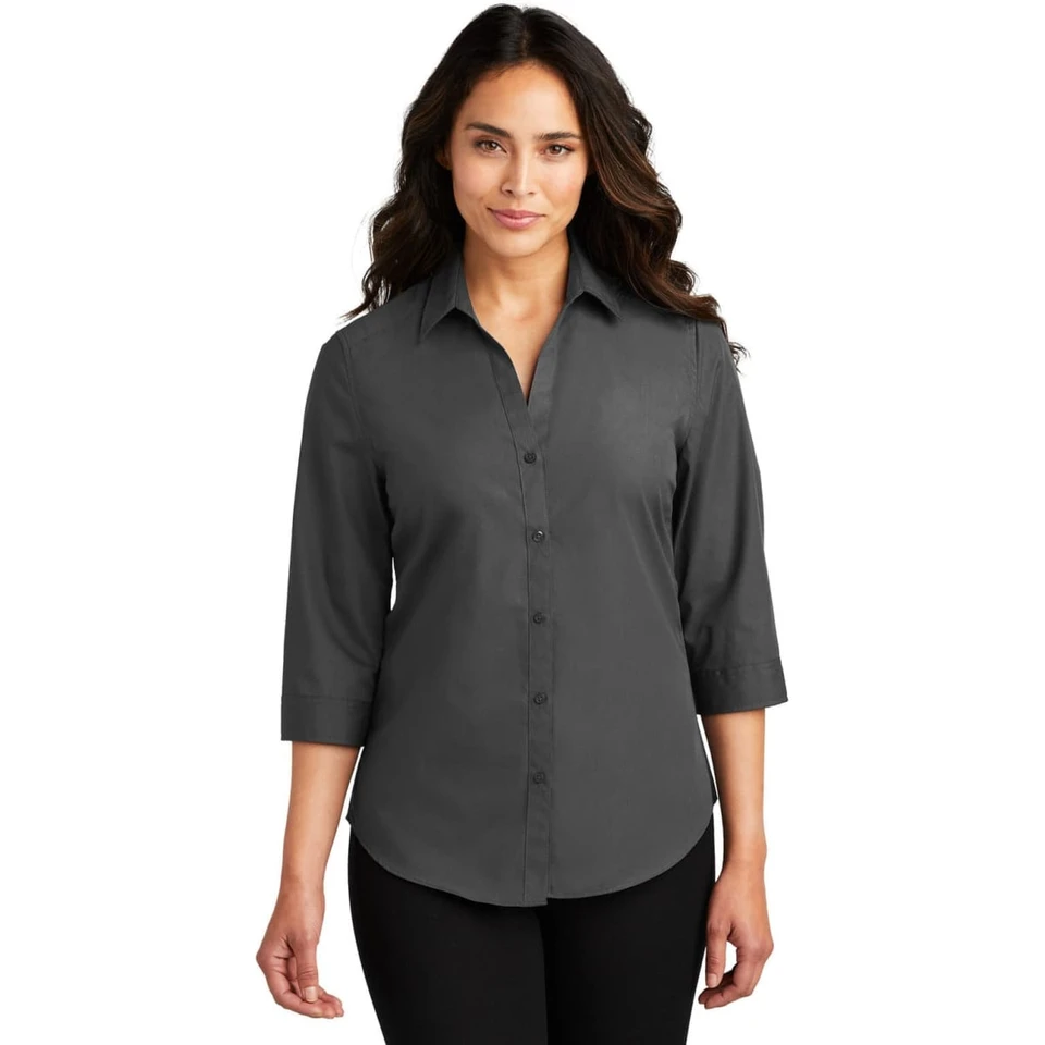 Port Authority Ladies 3/4-Sleeve Carefree Poplin Shirt