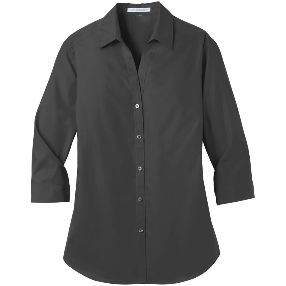 Port Authority Ladies 3/4-Sleeve Carefree Poplin Shirt