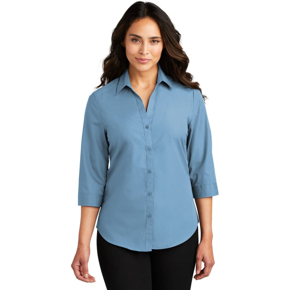 Port Authority Ladies 3/4-Sleeve Carefree Poplin Shirt