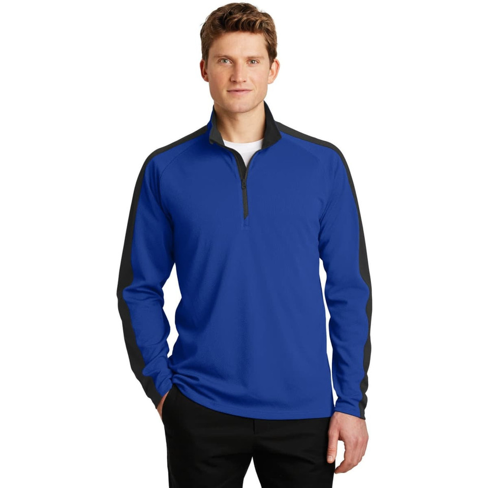 Sport-Tek Sport-Wick Textured Colorblock 1/4-Zip Pullover