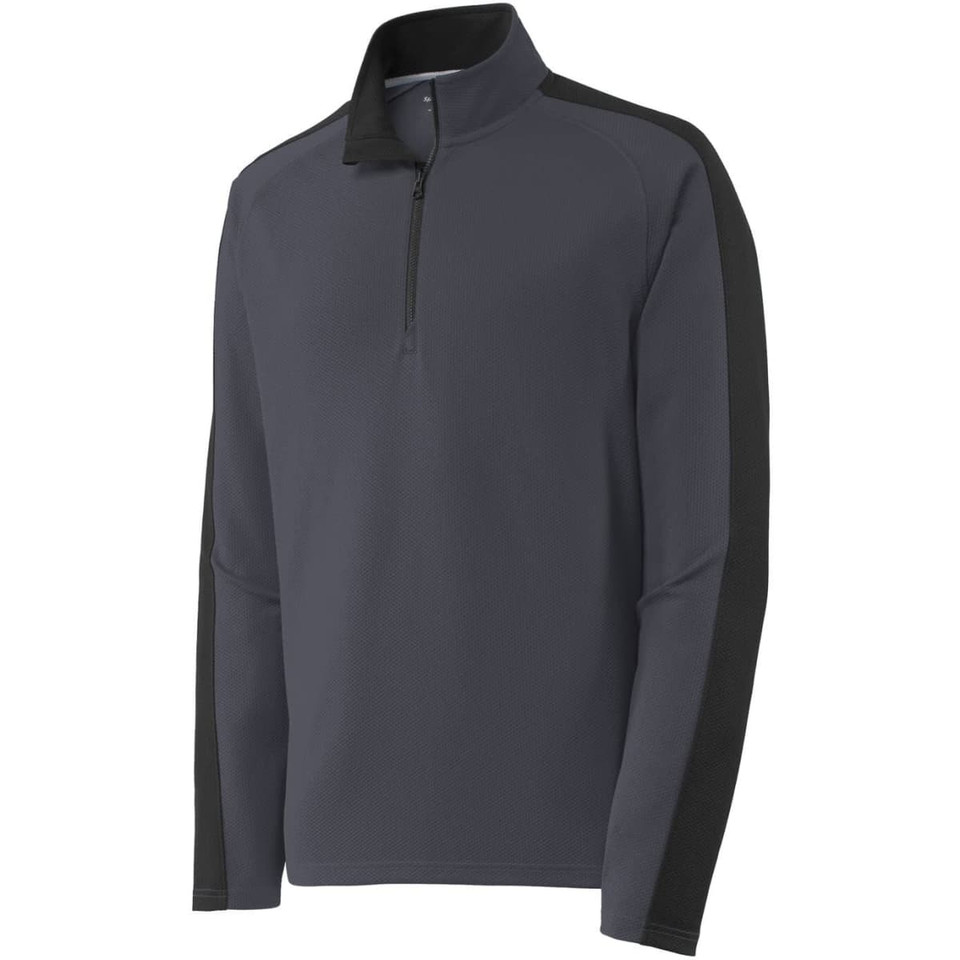 Sport-Tek Sport-Wick Textured Colorblock 1/4-Zip Pullover