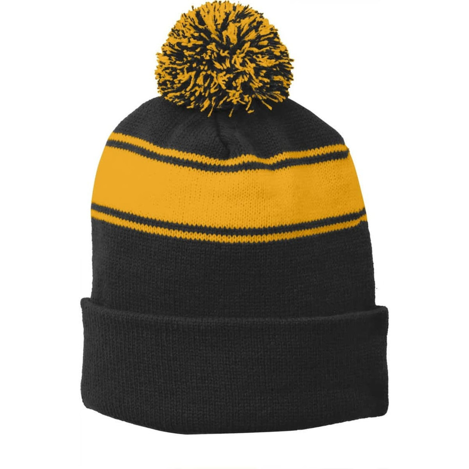 Sport-Tek Stripe Pom Pom Beanie