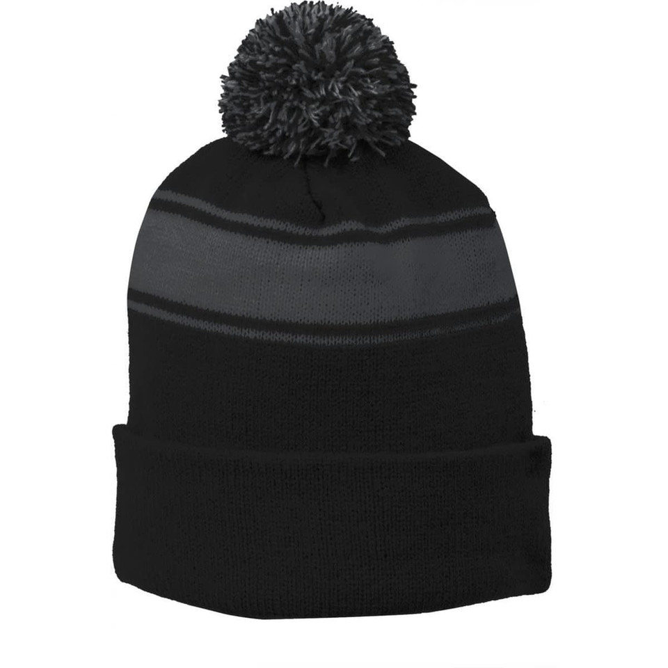 Sport-Tek Stripe Pom Pom Beanie