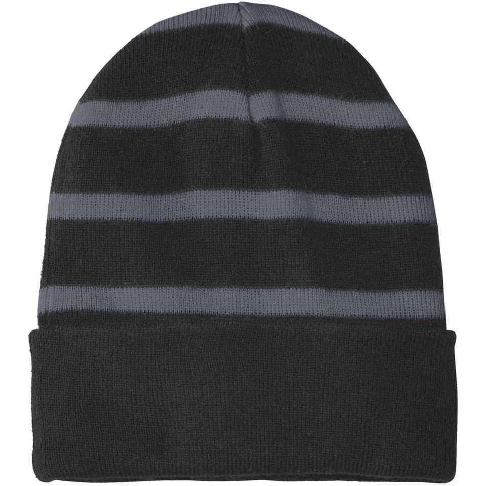 Sport-Tek Striped Beanie with Solid Band
