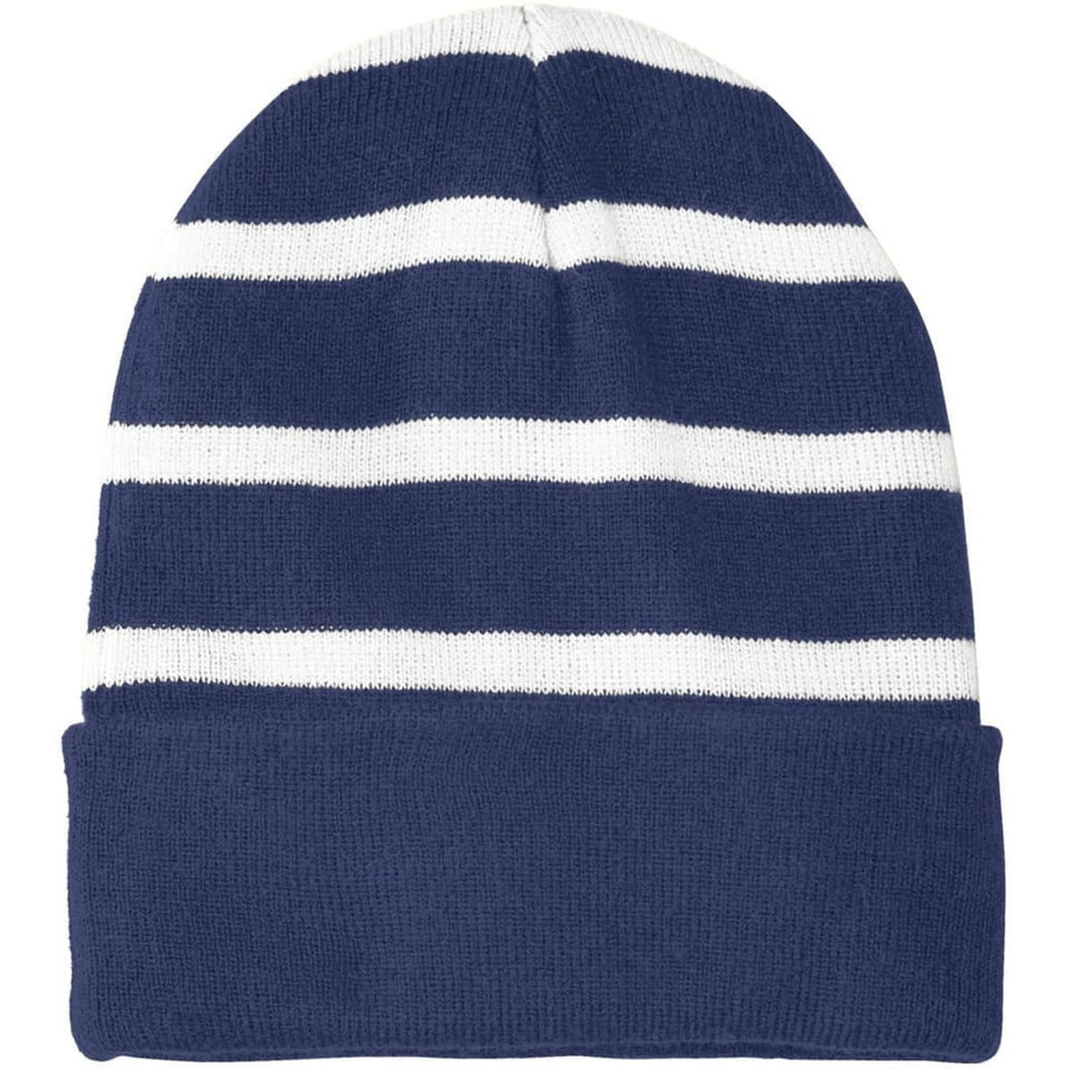 Sport-Tek Striped Beanie with Solid Band