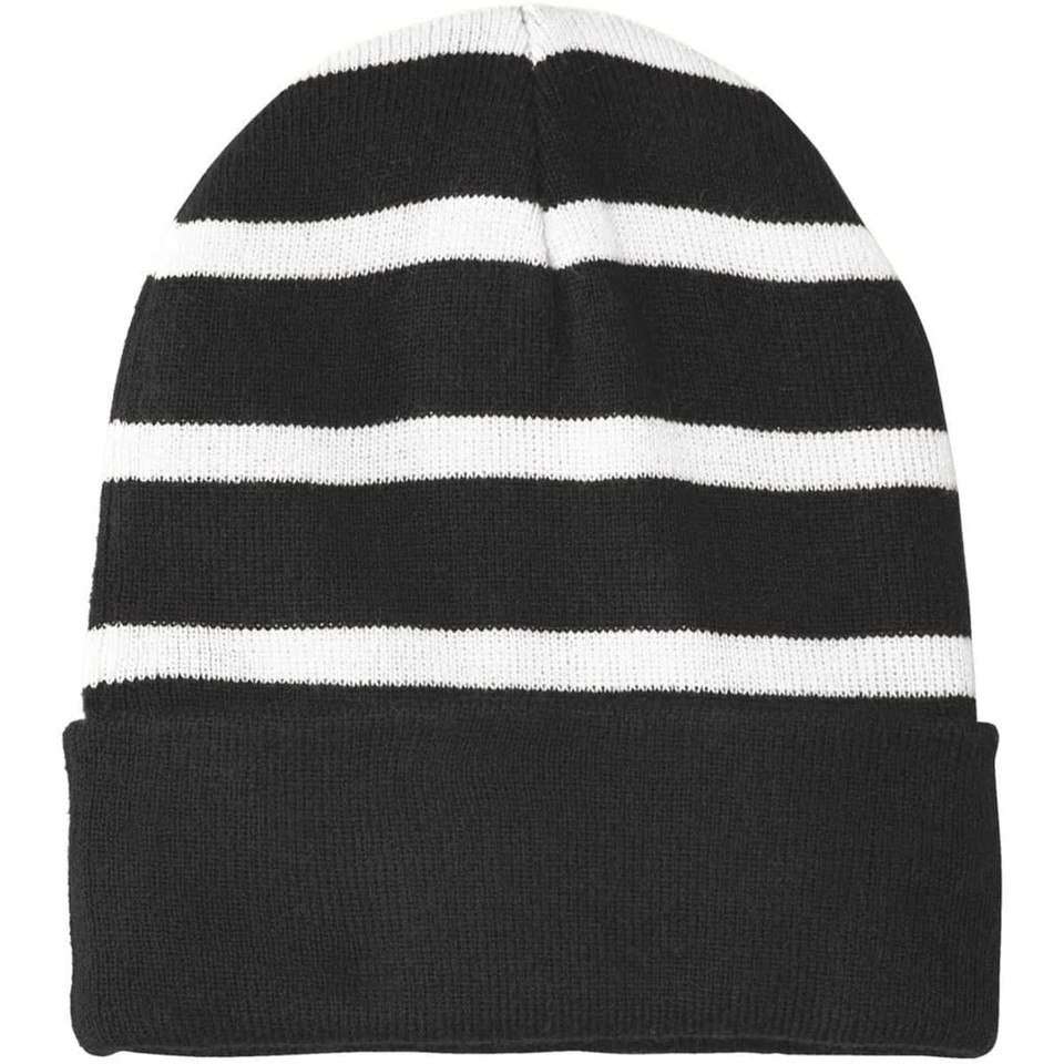 Sport-Tek Striped Beanie with Solid Band
