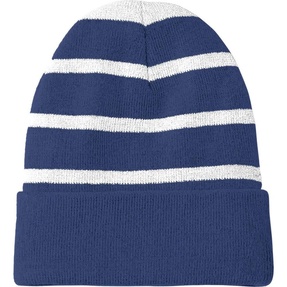 Sport-Tek Striped Beanie with Solid Band
