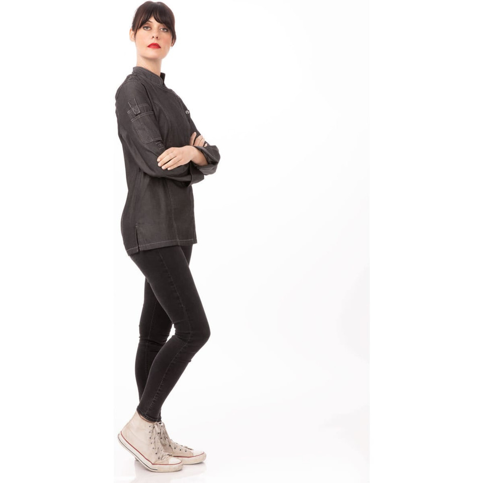 Gramercy Women's Denim Chef Jacket- Black