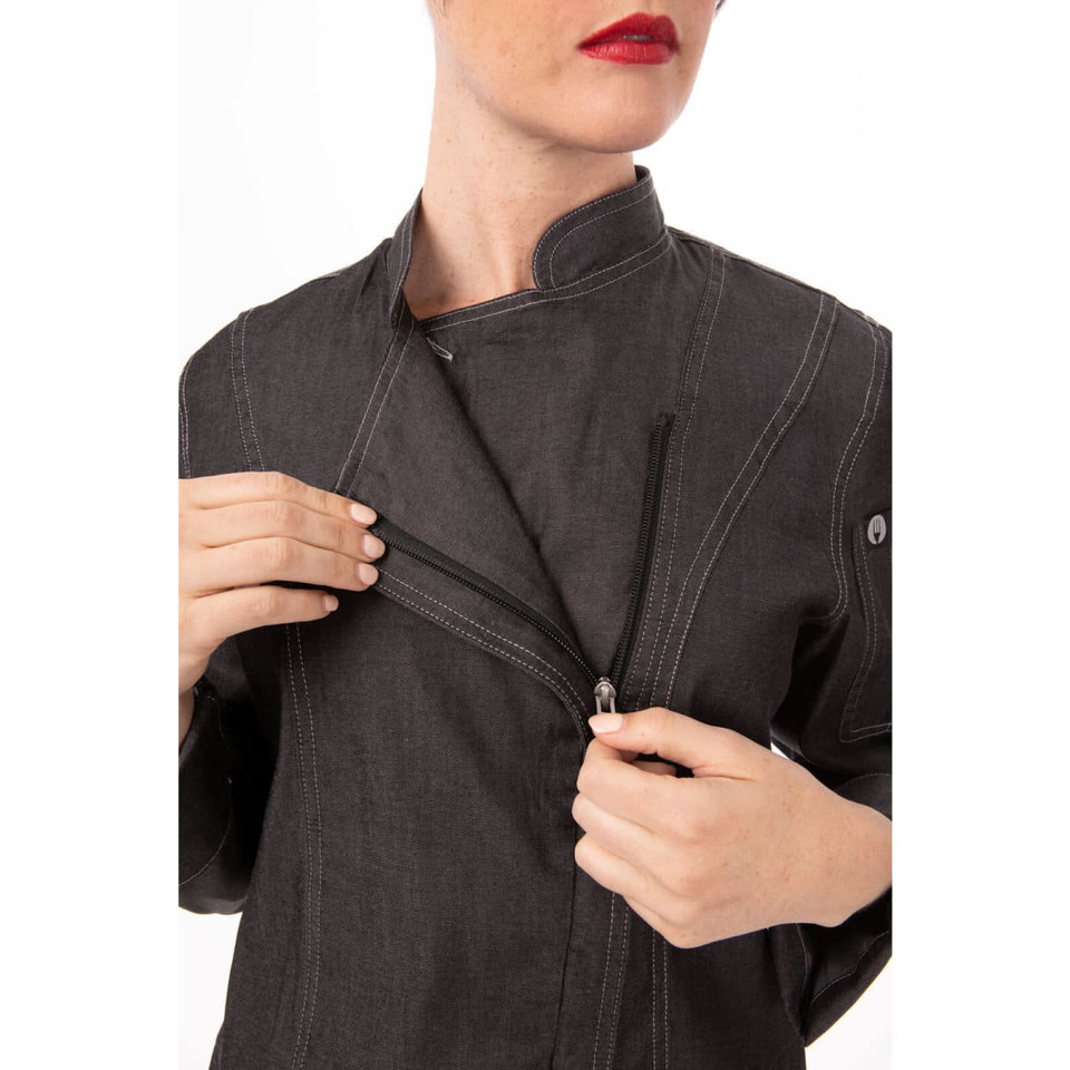 Gramercy Women's Denim Chef Jacket- Black