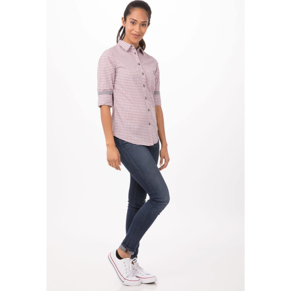 Modern Gingham Women's Long Sleeve Dress Shirt