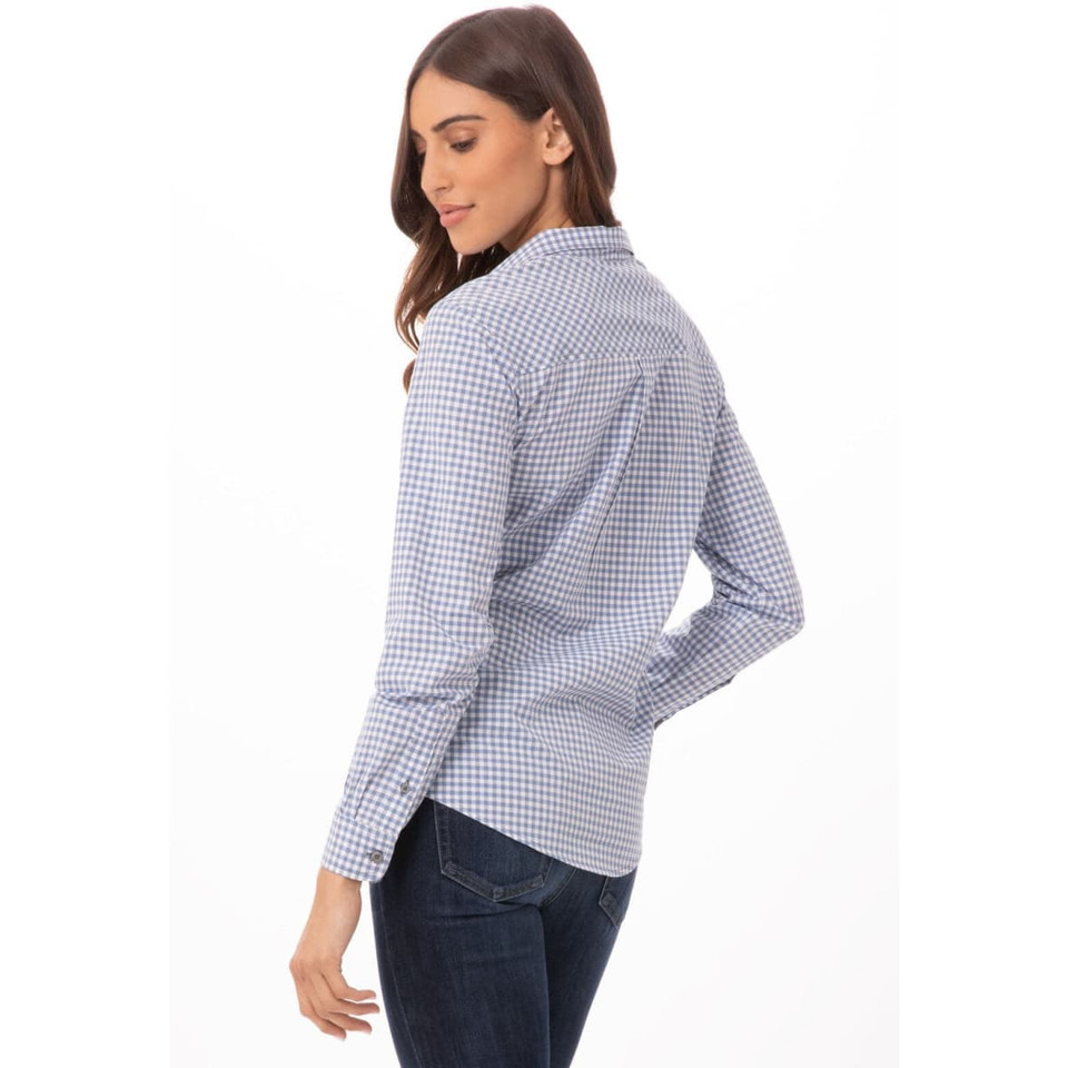 Modern Gingham Women's Long Sleeve Dress Shirt