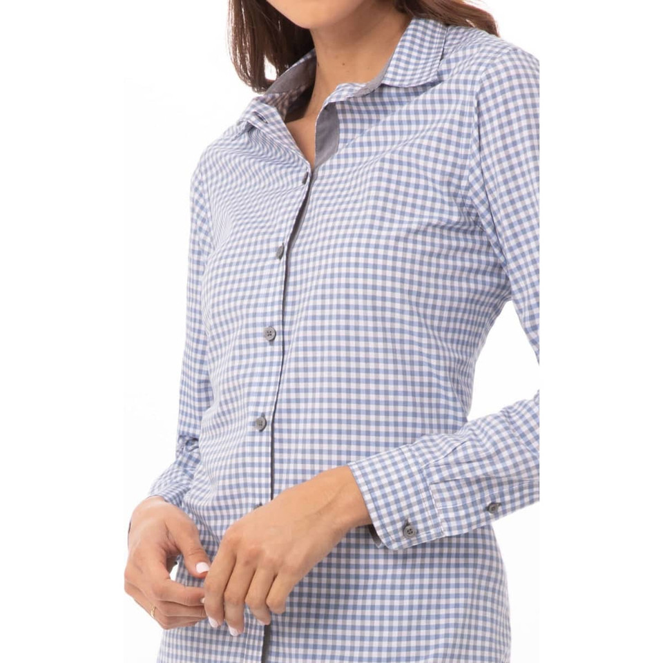 Modern Gingham Women's Long Sleeve Dress Shirt