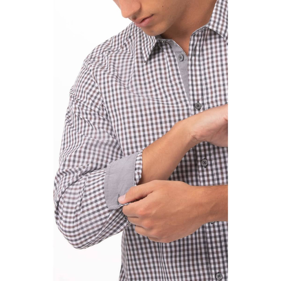 Modern Gingham Men's Long Sleeve Dress Shirt-