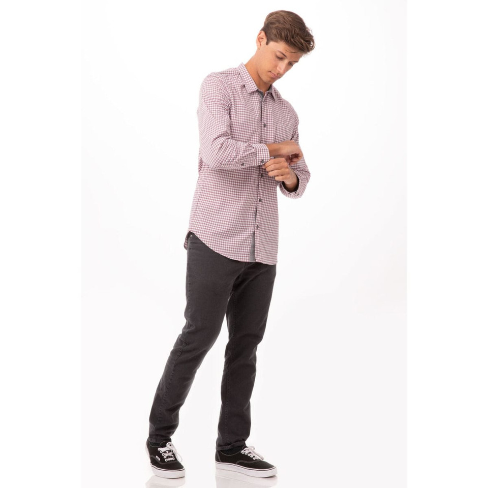 Modern Gingham Men's Long Sleeve Dress Shirt-