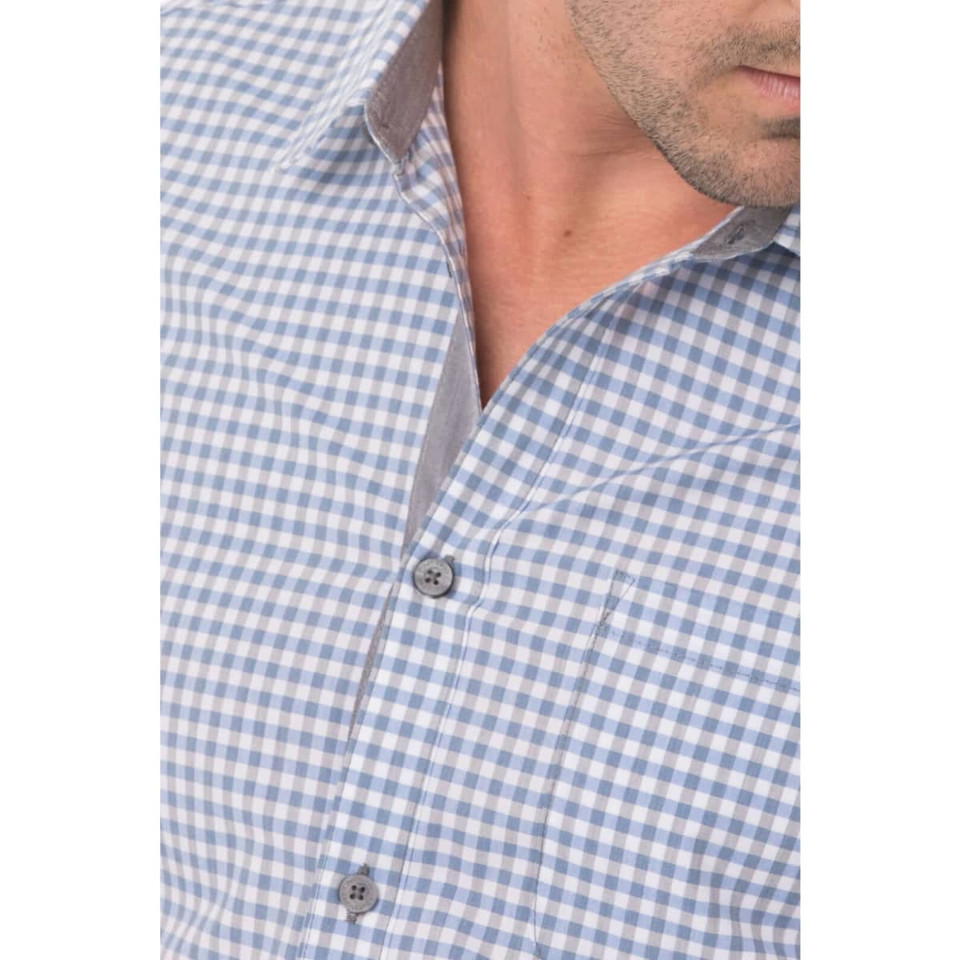 Modern Gingham Men's Long Sleeve Dress Shirt-