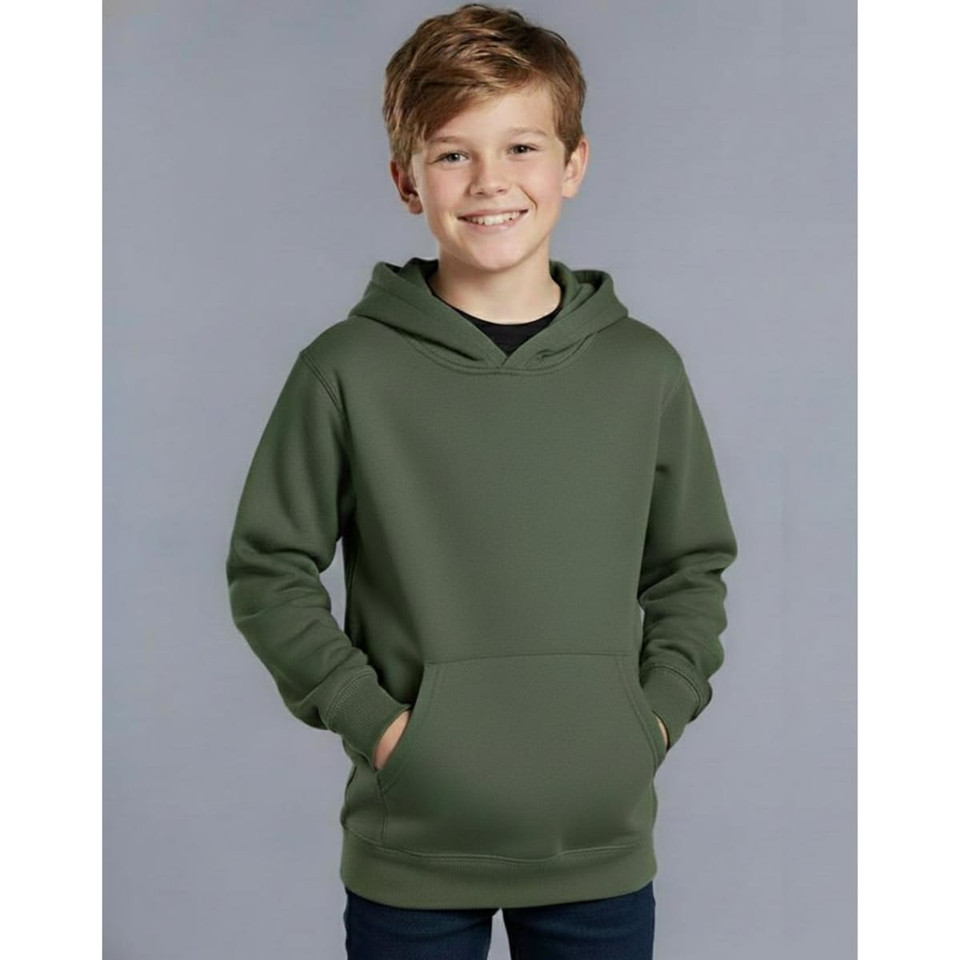 Kids' Close Front  Contrast Fleecy Hoodie