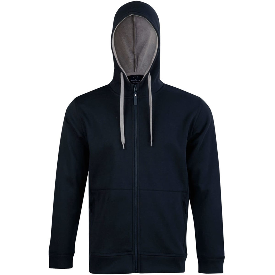 Men's Full Zip Contrast Fleece Hoodie