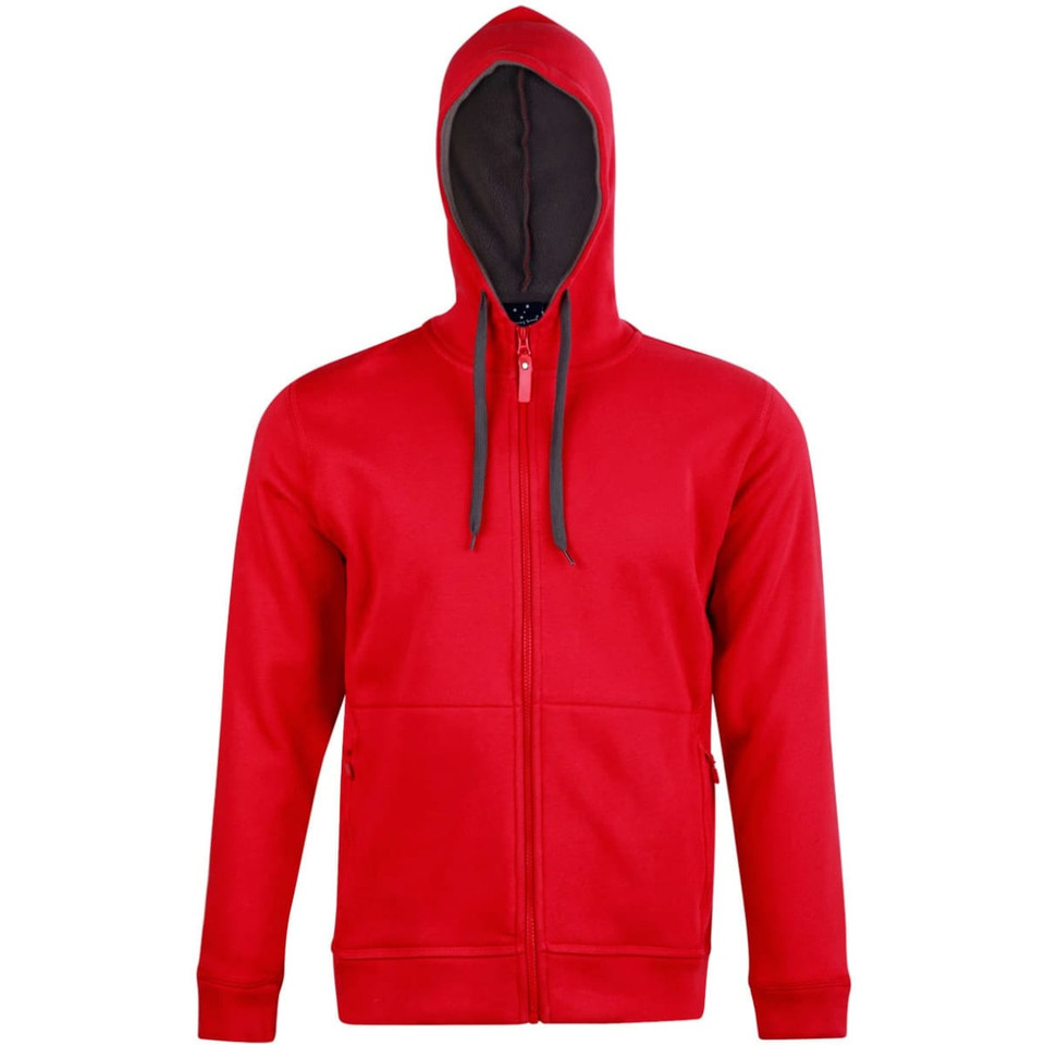 Men's Full Zip Contrast Fleece Hoodie