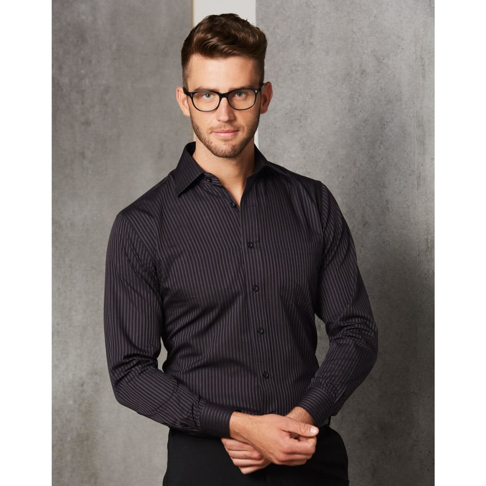 Men's Dobby Stripe Long Sleeve Shirt