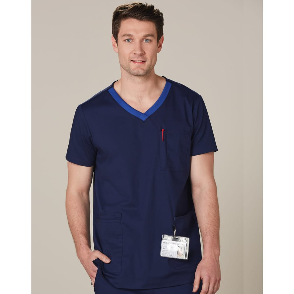 Men's Contrast Colour S/S Scrub Top