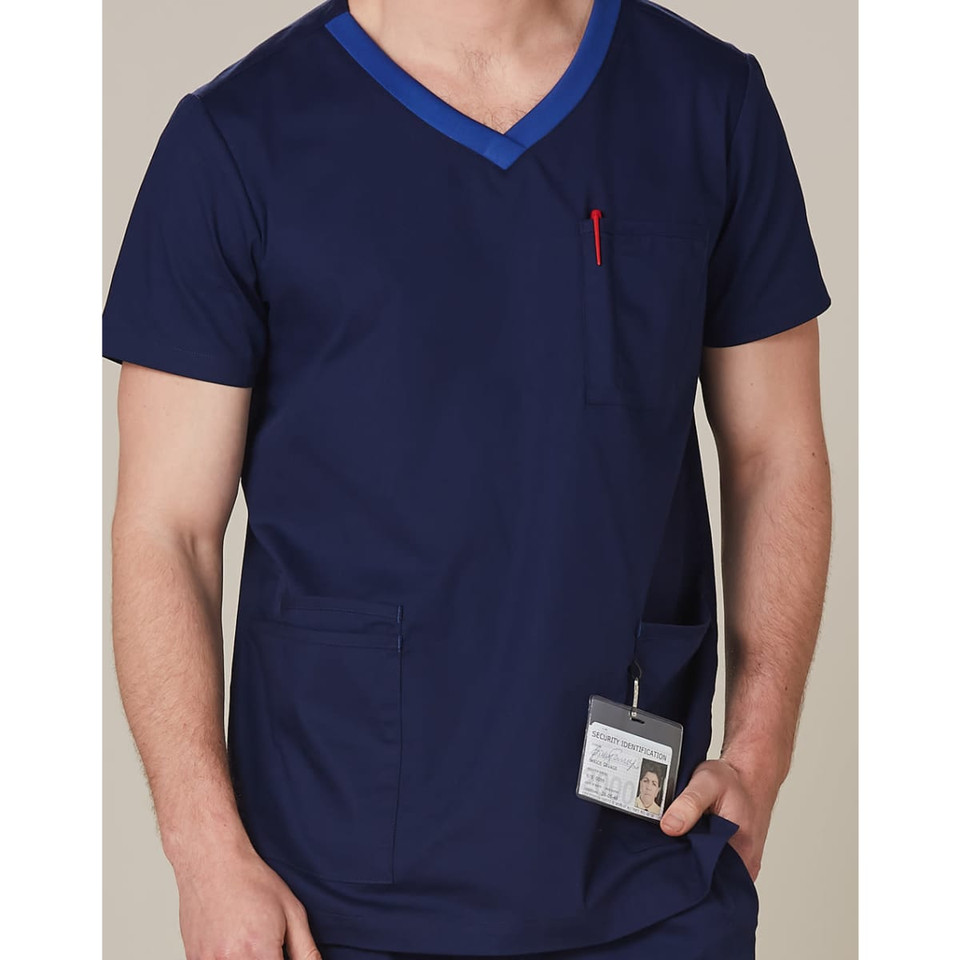 Men's Contrast Colour S/S Scrub Top