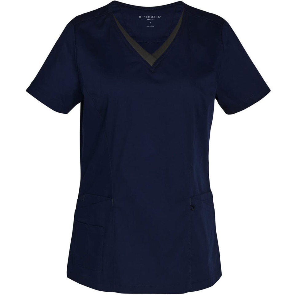 Ladies' Contrast Colour S/S Scrub Top