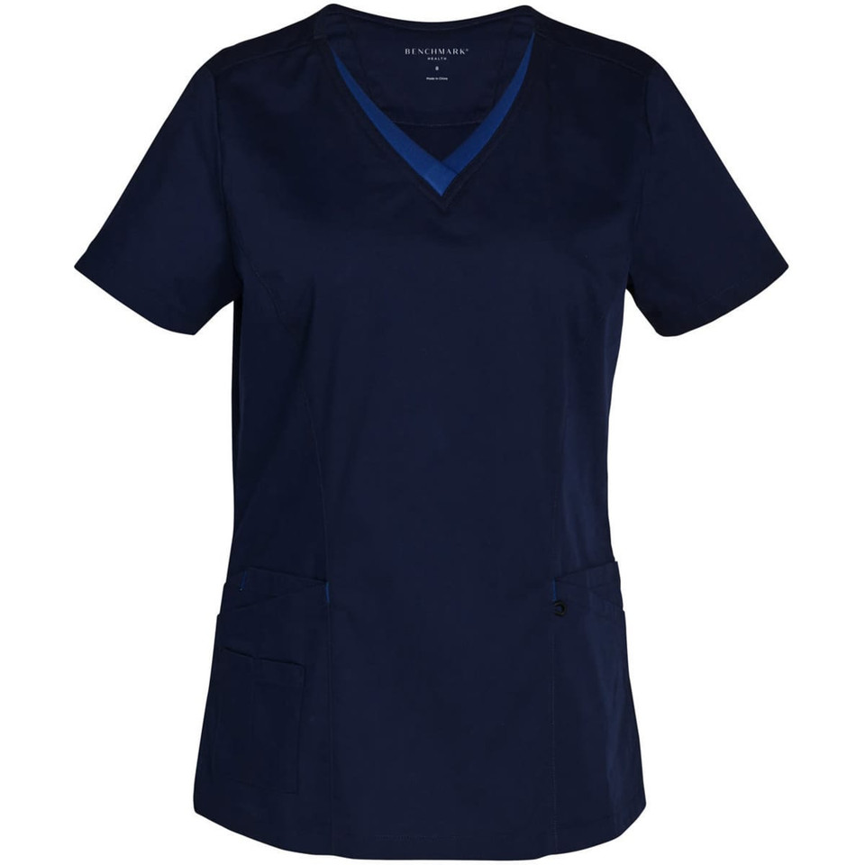 Ladies' Contrast Colour S/S Scrub Top