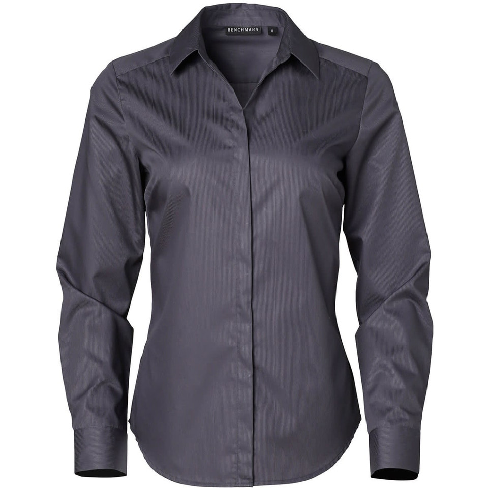 Ladies' Dobby Striped Taped L/S Shirt
