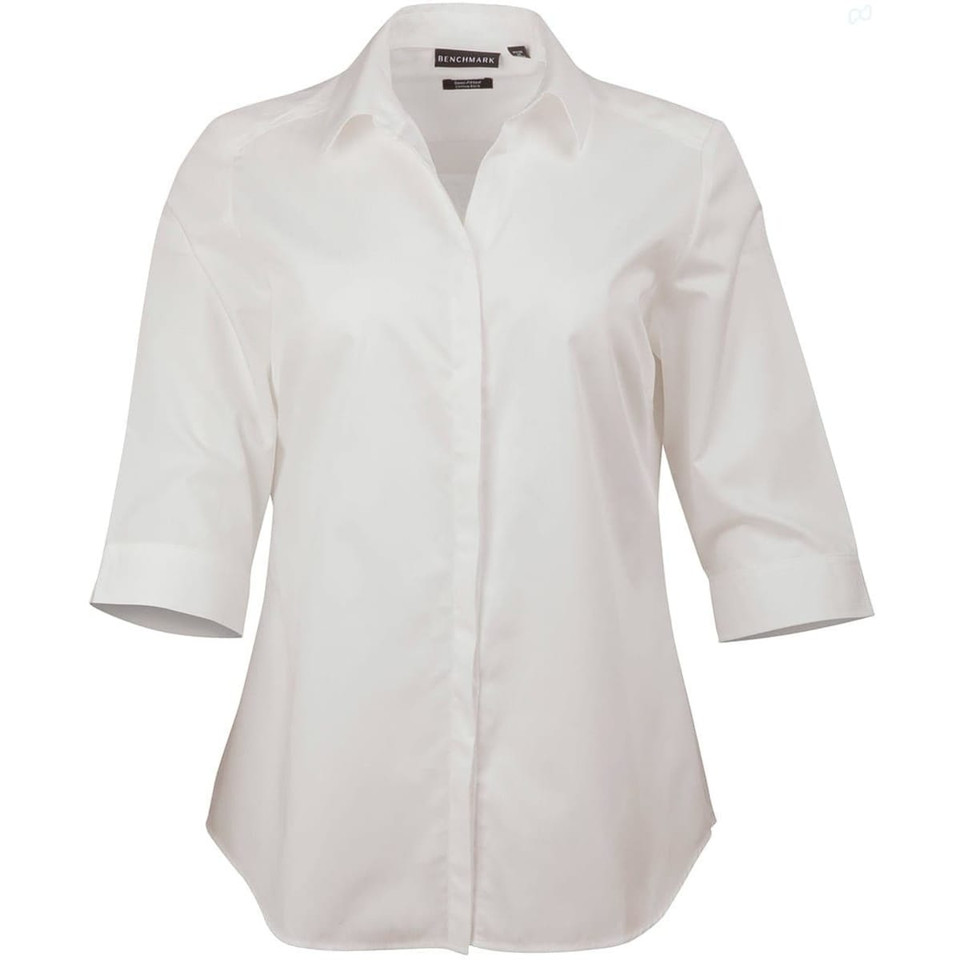 Ladies' Dobby Striped Taped 3/4 Sleeve Shirt