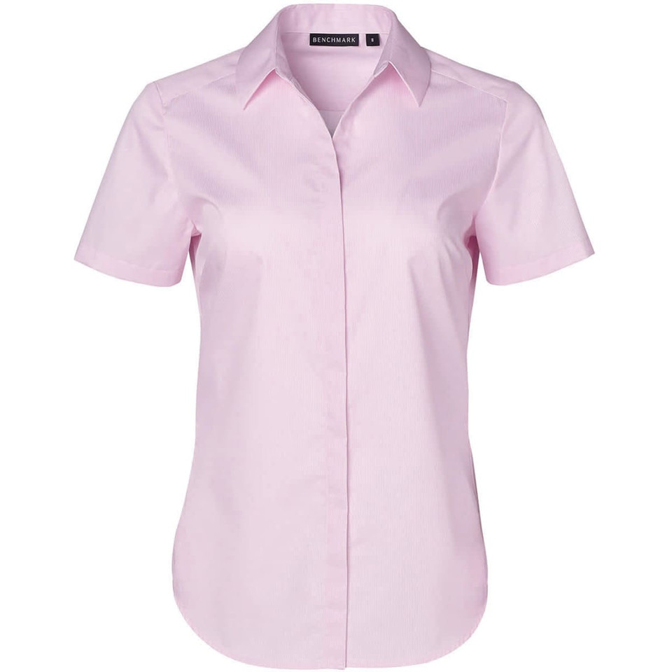 Ladies' Dobby Striped Taped S/S Shirt
