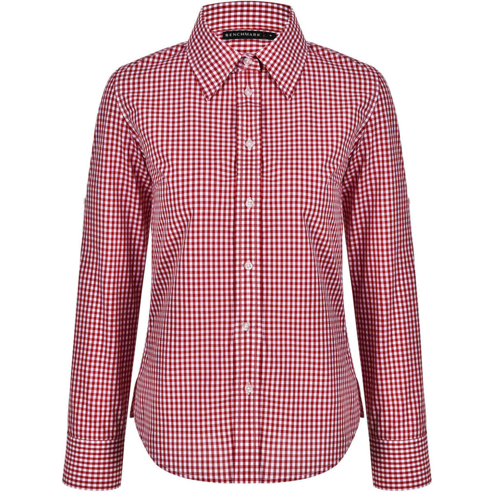 Women's Gingham Check Roll-up L/S Shirt