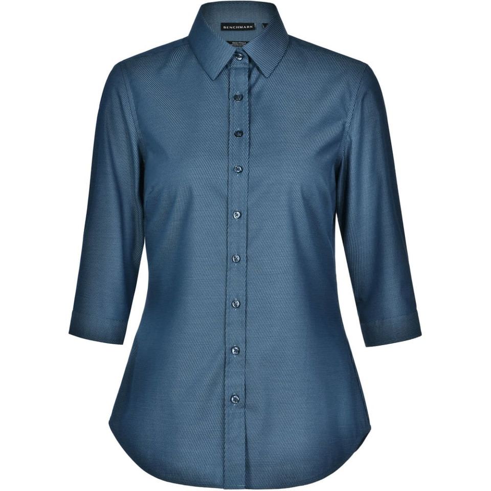 Ladies' Pin Dot Stretch 3/4 Sleeve Shirt