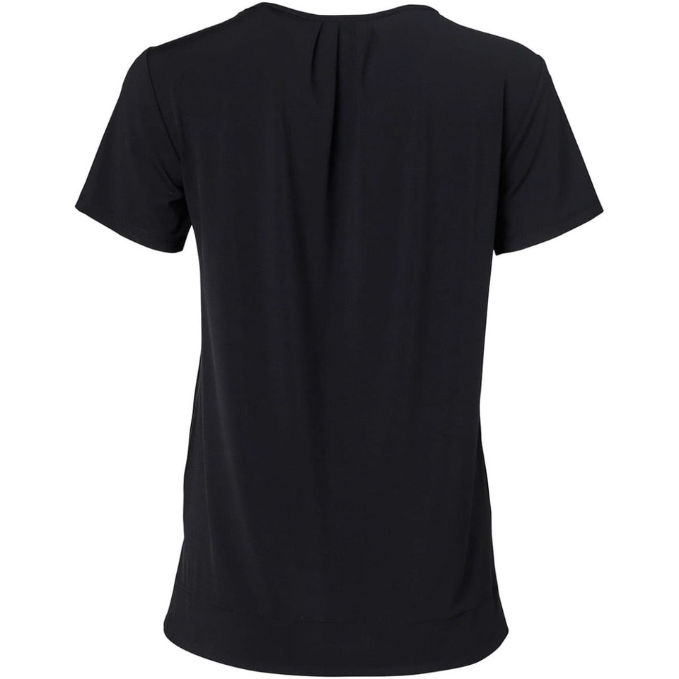 Ladies' Round Neck with Pleats S/S Knit Top