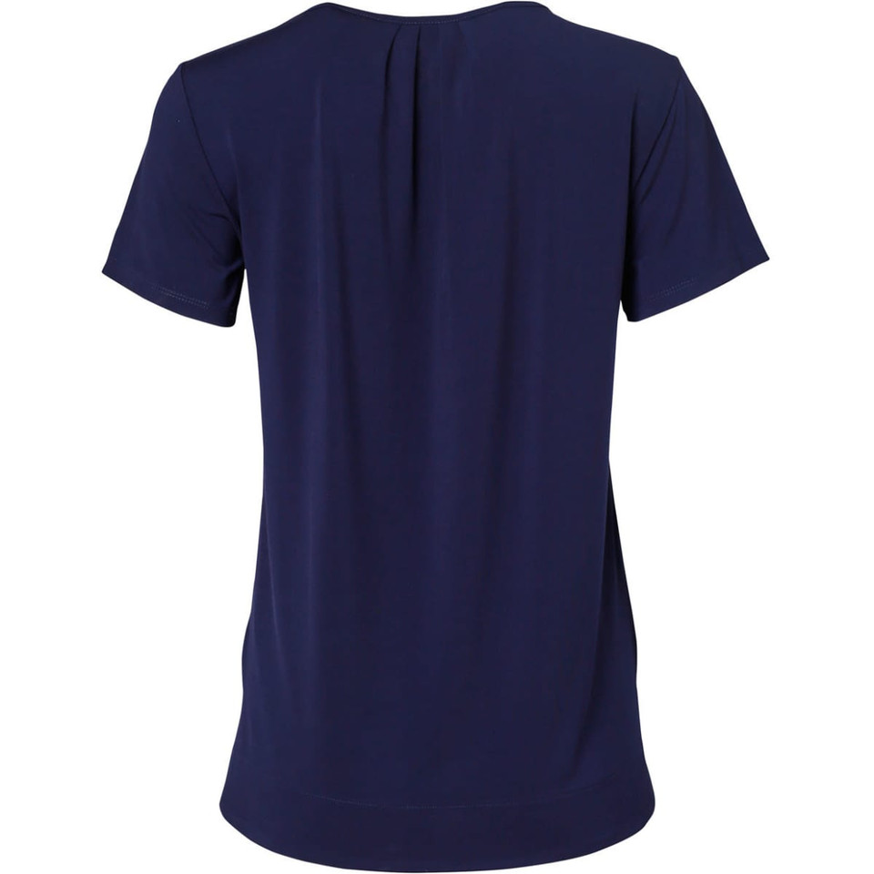 Ladies' Round Neck with Pleats S/S Knit Top