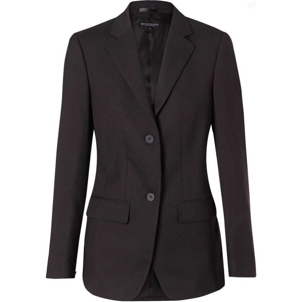 Women's Two Buttons Mid Length Jacket in Poly/Viscose Stretch