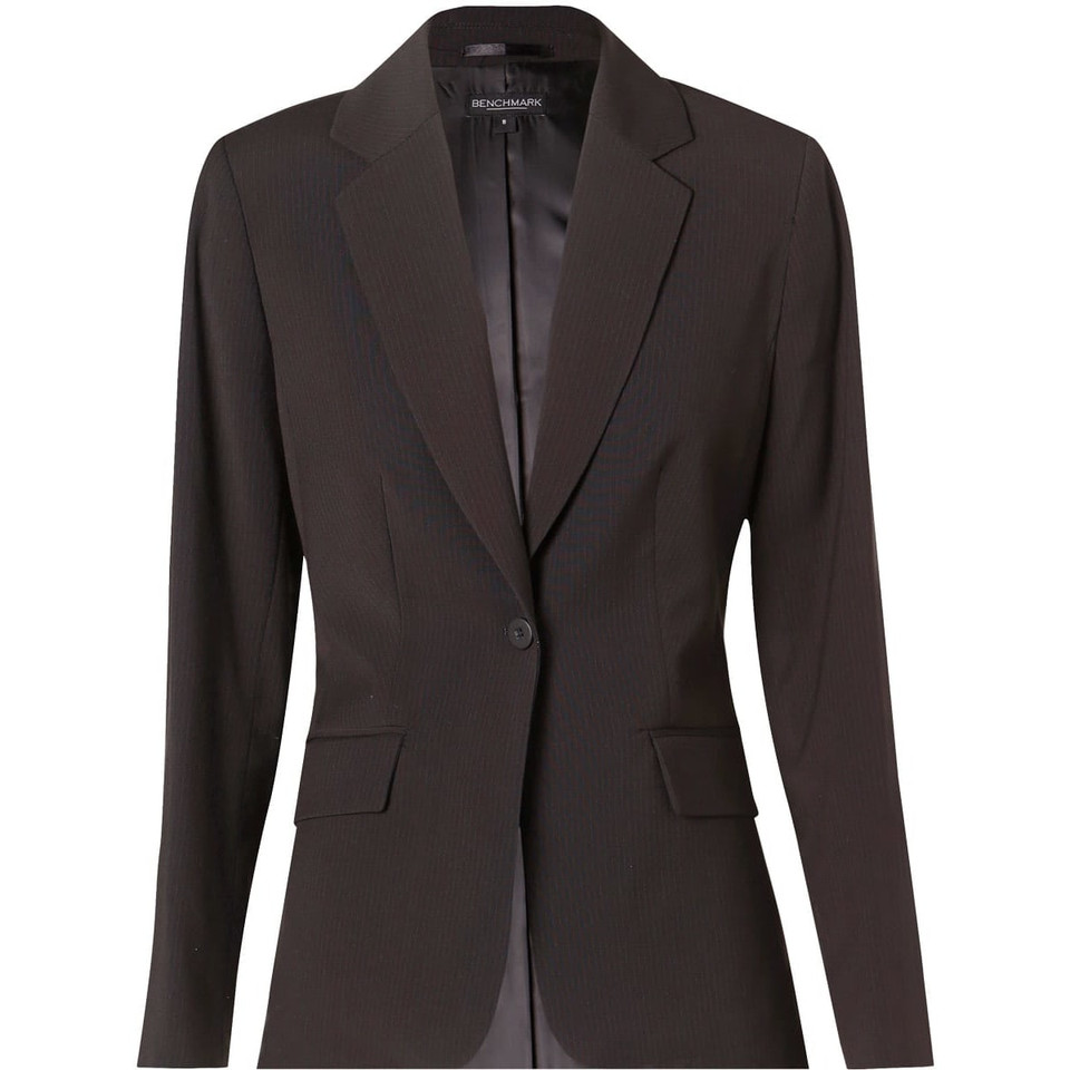 Women's One Button Cropped Jacket in Poly/Viscose Stretch Stripe